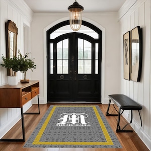 Entryway Rug, Personalized Doormat, Monogram Door Mat, Custom Initial Rug, Indoor Welcome Rug, Modern Entry Rug, Non Slip Entrance Rug, Gift