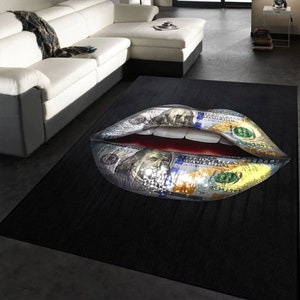 Lips Rug, Currency Rug, Dark Aesthetic Rug, Dollar Rug, Money Rug, Personalizable Rug, Custom Rug, Popular Rug, Modern Rug, Teens Room Rug