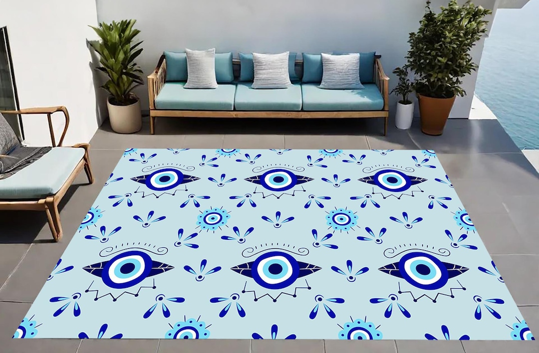 Evil Eye Bead Rug: Colorful Outdoor Area Rug - Etsy