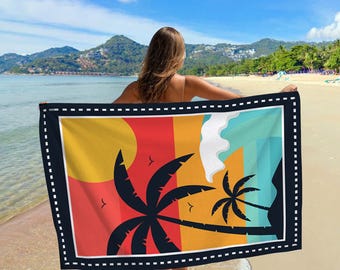Personalizable Beach Towel, Cotton Microfiber, Tropical Design
