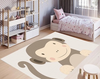 Monkey Patterned Rug: Children's Room Animal Rug
