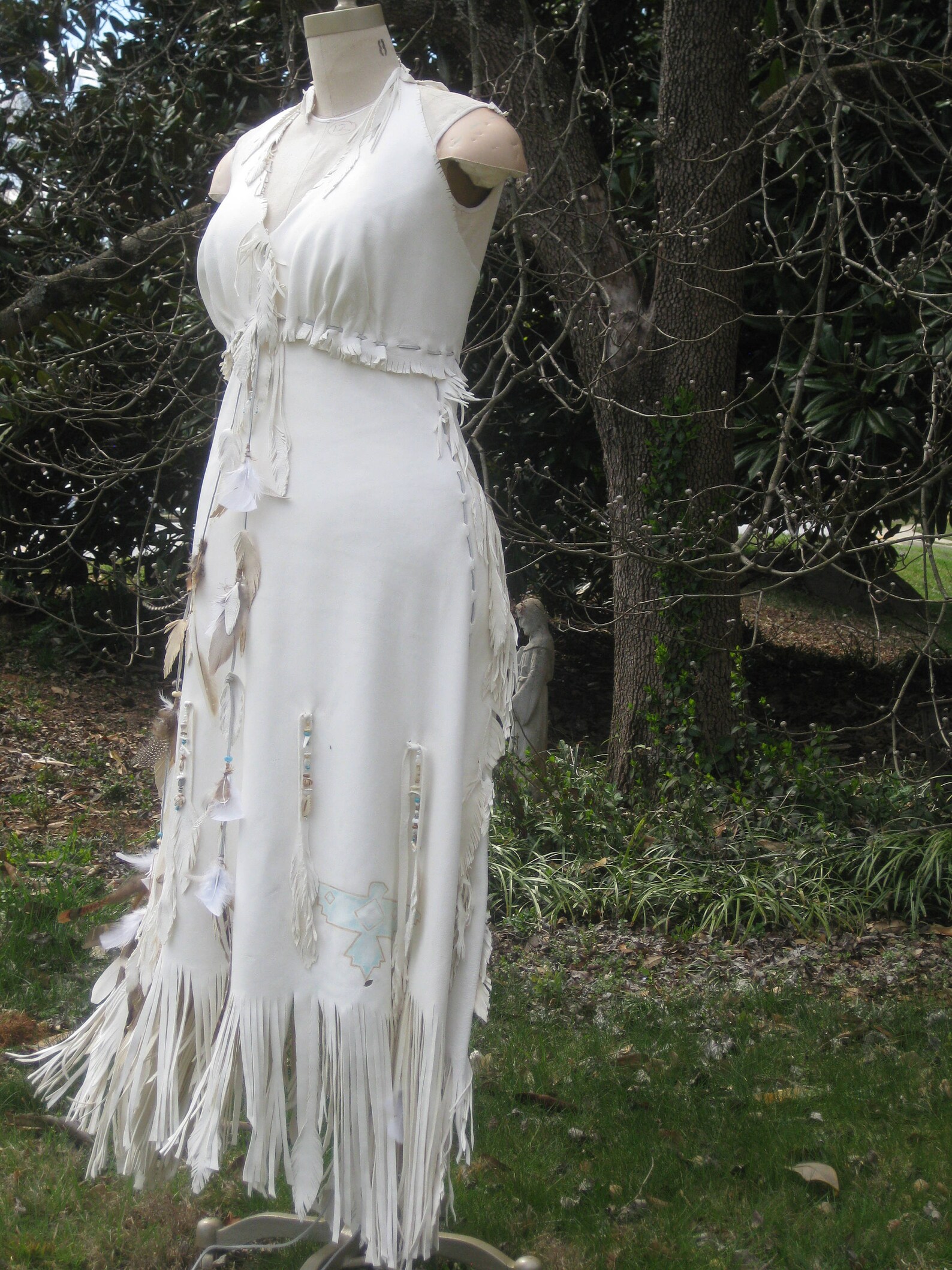 White Leather Wedding Dress Native American Inspired Boho Etsy
