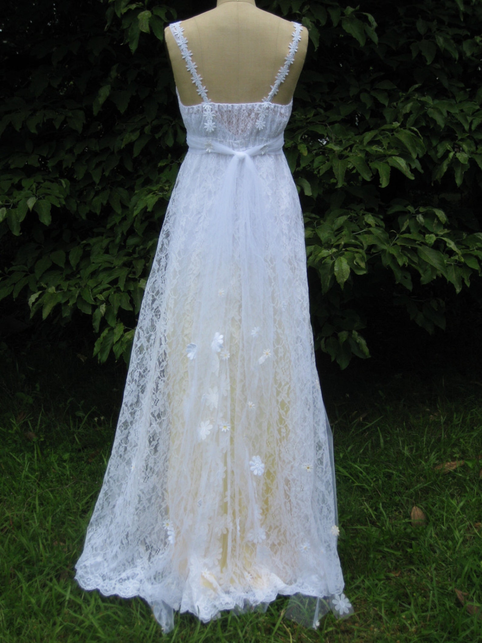 Yellow Daisy Lace Wedding Dress Boho Wedding Dress Hippie Etsy