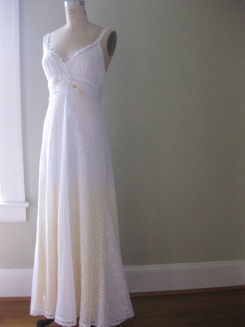 Yellow Daisy Lace Wedding Dress Boho Wedding Dress Hippie Etsy