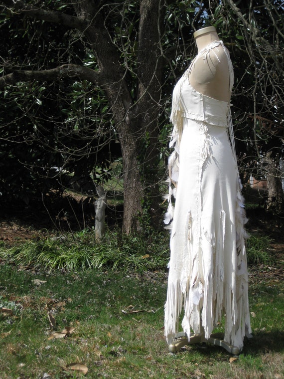 White Leather Wedding Dress Native American Inspired Boho Etsy