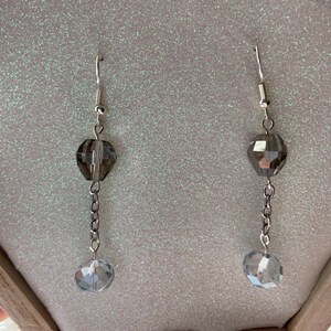 blue and grey beaded earring