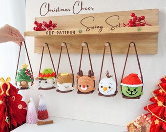 Christmas Cheer Swing Crochet Patterns Bundle, Christnmas Car Hanging Crochet Patterns, Christmas Crochet Pattern, Holiday Crochet Pattern