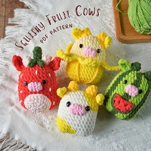 Kuh Marshmallow Amigurumi Häkelanleitung, Kuh Banane Marshmallow häkeln, Erdbeere häkeln, Wassermelone häkeln