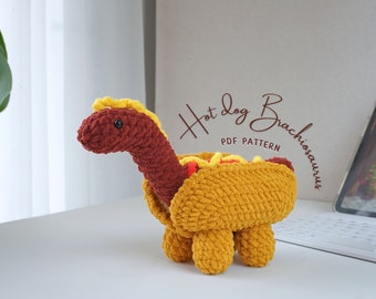 Dinosaur Crochet Pattern, Hot Dog Brachiosaurus Crochet Pattern, Brachiosaurus Crochet Pattern, Amigurumi Crochet Patterns