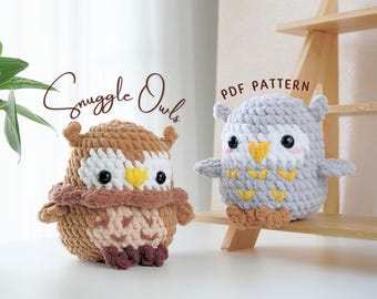 Bundle di modelli all'uncinetto senza cuciture Snuggle Owls, modello all'uncinetto Amigurumi, modello Amigurumi Owl, modello all'uncinetto senza cuciture