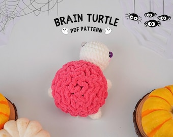Halloween Brain Turtle No Sew Crochet Pattern, No Sew Amigurumi Crochet Pattern, Amigurumi Crochet, Halloween Collection Crochet Pattern