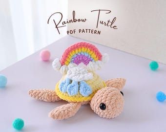 Haakpatroon regenboogschildpad, haakpatroon amigurumi, haakpatroon onderwaterdieren, haakpatroon knuffeldier, haakpatroon schildpad, haakpatroon schildpad