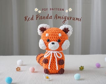 Red panda Amigurumi Crochet Pattern, Low Sew Panda Crochet Pattern, Stuffed Animal Crochet Pattern, Amigurumi Crochet Pattern