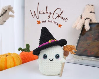 Witchy Ghost Crochet Pattern, Halloween Crochet Pattern, Amigurumi Crochet, Halloween Collection Crochet Pattern