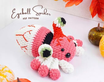 Augapfel Spinne Häkelmuster, Halloween Spinne Amigurumi Muster, Spinne Häkelanleitung, Halloween Spinne PDF Anleitung, PDF Muster