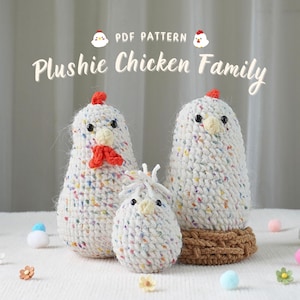 Plushie Chicken Family Crochet Pattern,  Animal Amigurumi Pattern, Amigurumi Crochet Pattern, Chicken Amigurumi, Crochet Pattern