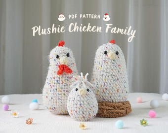Plushie Chicken Family Crochet Pattern,  Animal Amigurumi Pattern, Amigurumi Crochet Pattern, Chicken Amigurumi, Crochet Pattern