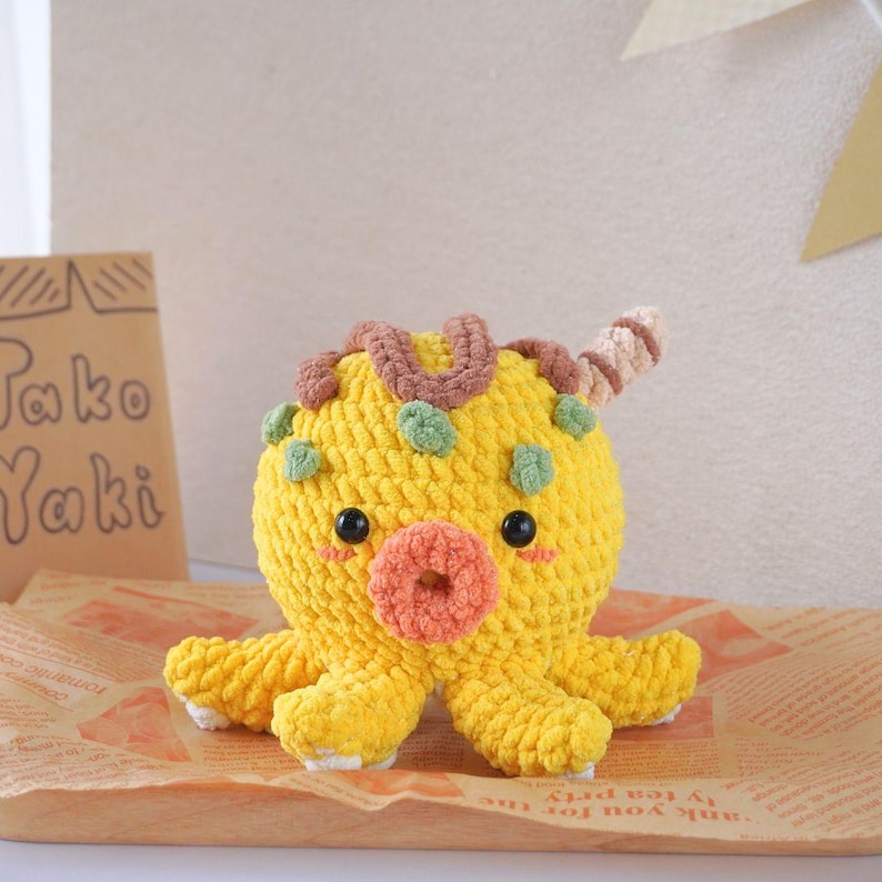 Takoyaki-virkmönster, Amigurumi-virkmönster, Snabbmatsvirkmönster, Virkmönster för undervattensdjur bild 2