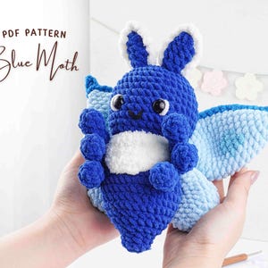 Blue Moth Crochet Pattern, Amigurumi Crochet Pattern, Insect Plush Toy PDF, Handmade Bug Plush PDF, Soft Wings Amigurumi Crochet Pattern