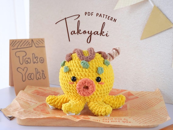 Takoyaki Crochet Pattern, Amigurumi Crochet Patterns, Fast Food Crochet Pattern, Underwater Animals Crochet Pattern