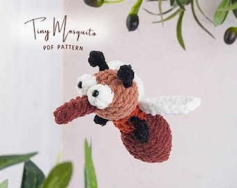 Virkmönster för små myggor, amigurumimönster för insekter, miniplysch gör-det-själv, insektsleksak i PDF-format, virkguide för nybörjare, PDF-mönster