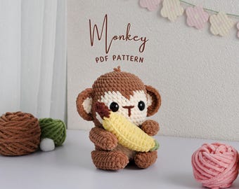 Monkey Crochet Pattern, Amigurumi Crochet Pattern, Stuffed Animal Crochet Pattern, Adorable Monkey Crochet Tutorial, PDF Crochet Pattern