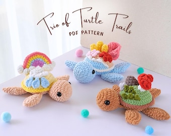 Turtle Trails Crochet Patterns Bundle | Rainbow Turtle Pattern, Ocean Turtle Pattern, Forest Turtle Pattern, Amigurumi Crochet Patterns