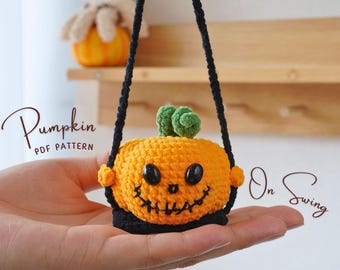 Pumpkin On Swing Crochet Pattern, Halloween Crochet Pattern, Car Hanging Crochet Pattern, Pumpkin Crochet Pattern