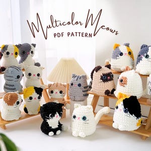 Modèles au crochet 16 en 1, modèle Amigurumi, motif chat au crochet, motif peluches chat, lot de motifs peluches au crochet