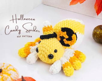 Halloween Candy Spider Crochet Pattern, Halloween Spider Amigurumi Pattern, Spider Crochet Pattern, Amigurumi Crochet Pattern, PDF Pattern