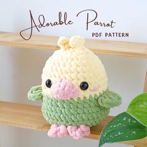 Adorable Parrot No Sew Crochet Pattern, Amigurumi Crochet Pattern, Parrot Amigurumi Pattern, No Sew Crochet Pattern, Crochet Pattern
