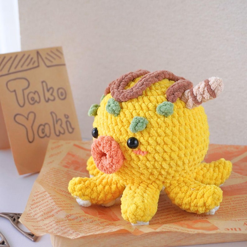 Takoyaki-virkmönster, Amigurumi-virkmönster, Snabbmatsvirkmönster, Virkmönster för undervattensdjur bild 3