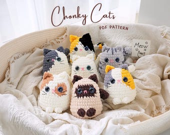 7in1 Chonky Cats Crochet Patterns, Cat Crochet Pattern, Cute Cat Plushies Pattern, Crochet Plushies Pattern Bundle