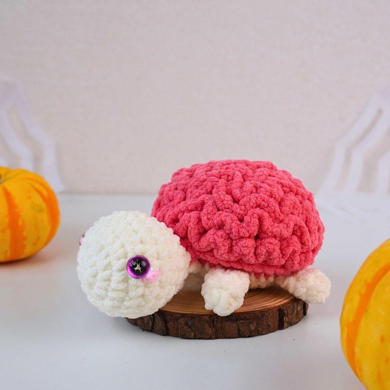 Halloween Brain Turtle No Sew Crochet Pattern, No Sew Amigurumi Crochet ...