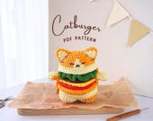 Catburger Crochet Pattern, Cat Crochet Pattern, Amigurumi Crochet Patterns, Burger Crochet Pattern, Fast Food Crochet Pattern