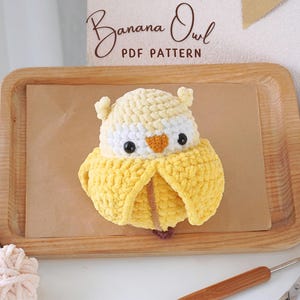 Haakpatroon bananenuil, amigurumi-haakpatroon, amigurumi-banaanpatroon, haakpatroon uil