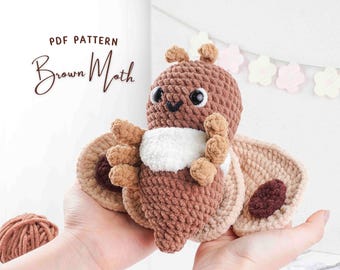 Brown Moth Crochet Pattern, Amigurumi Crochet Pattern, Insect Plush Toy PDF, Handmade Bug Plush PDF, Soft Wings Amigurumi Crochet Pattern