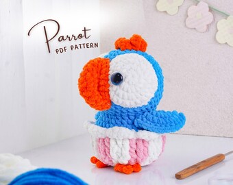 Parrot Crochet Pattern, Amigurumi Crochet Pattern, Bird Crochet Pattern, Stuffed Animal Crochet Pattern, DIY Gift Idea Pattern, PDF Tutorial