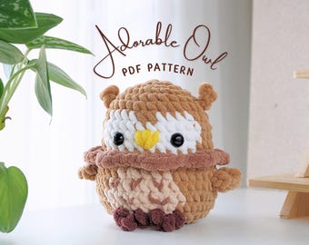 Patrón de búho adorable a crochet, patrón de amigurumi a crochet, patrón de búho amigurumi, patrón de crochet sin costura, patrón de crochet