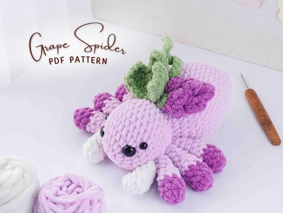 Grape Spider Crochet Pattern, Amigurumi Insect Crochet Pattern, Adorable Creepy Cute Plush Toy PDF, Grape Crochet, Spider Pattern