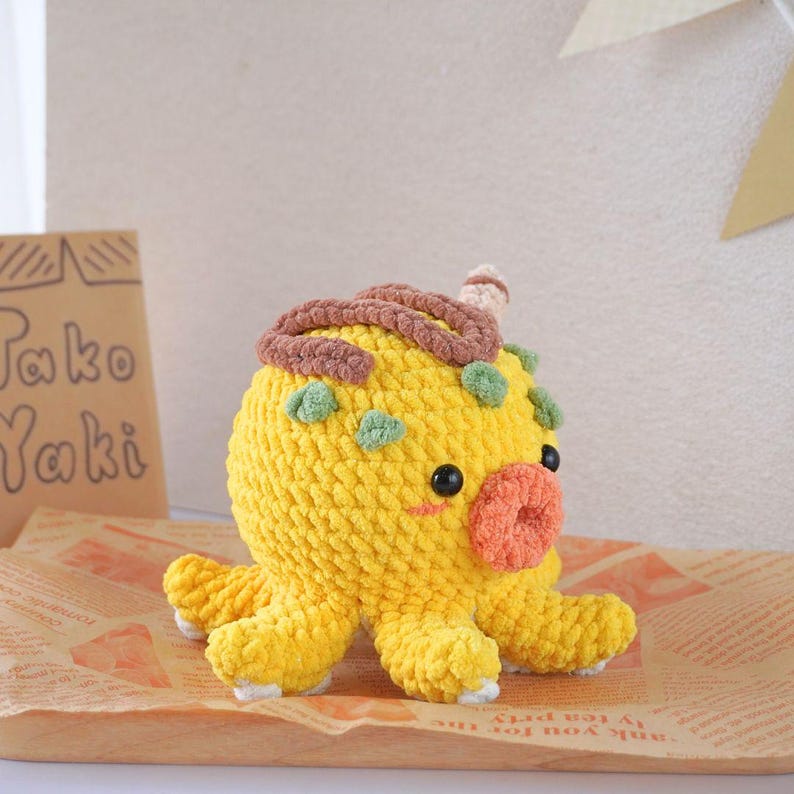 Takoyaki-virkmönster, Amigurumi-virkmönster, Snabbmatsvirkmönster, Virkmönster för undervattensdjur bild 4