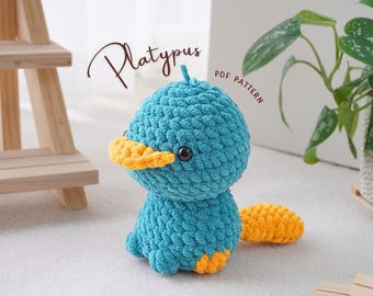 Platypus No Sew Crochet Pattern, Unique Platypus Crochet Pattern, Cuddly Platypus Crochet Tutorial, Adorable Platypus Plush