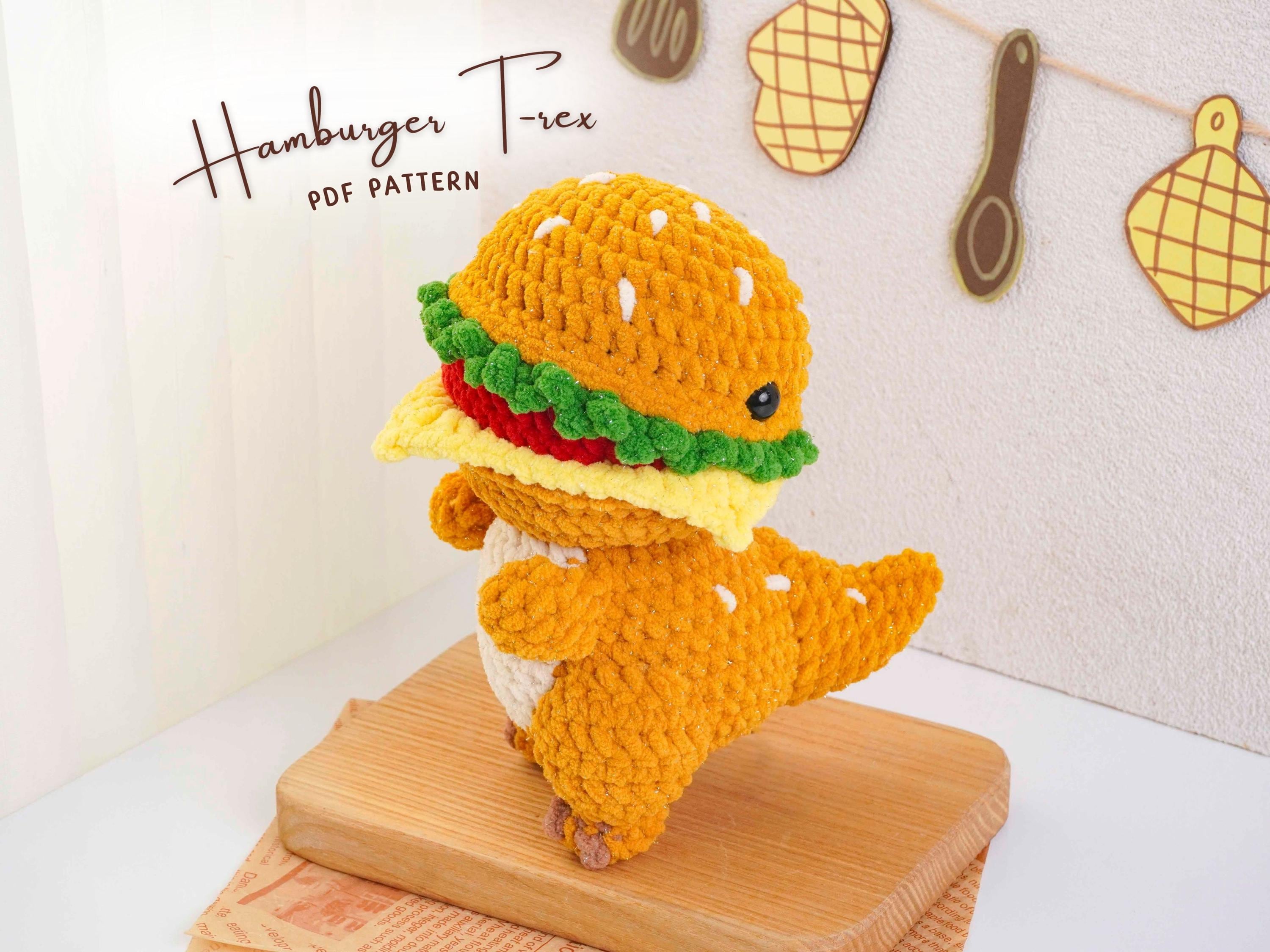 Hamburger T-Rex Crochet Pattern