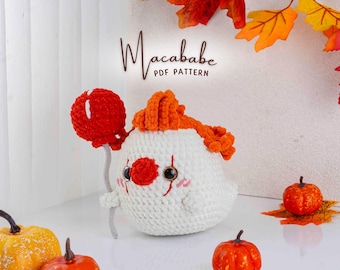 Macababe Crochet Pattern, Halloween Crochet Pattern, Clown Crochet Pattern, Amigurumi Crochet Pattern, Halloween Clown PDF Tutorial