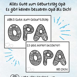 2 Ausmalbilder Opa | Bild Geburtstag Opa | Ausmalbild für Kinder | Malvorlage Opa | Bastelvorlage Kind | malen Kind | Geschenk bester Opa