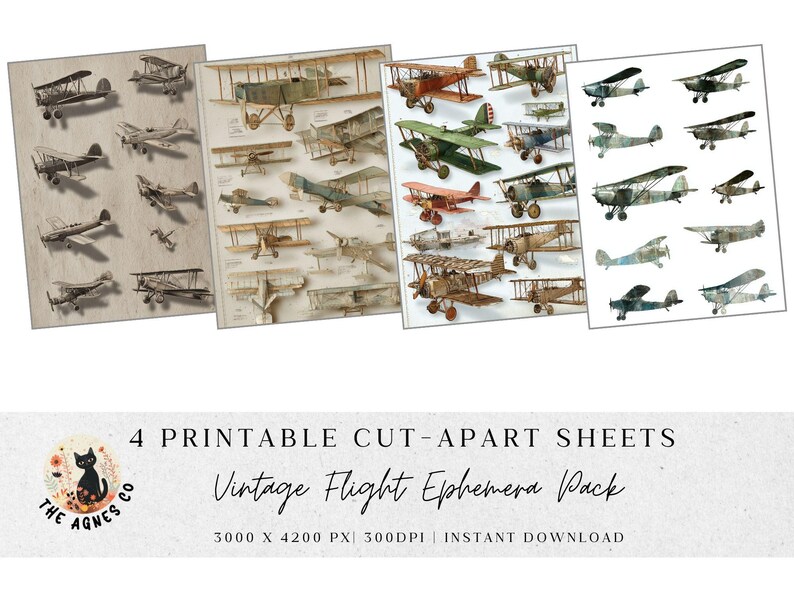 Vintage Aeroplane Ephemera | Printable Aviation Cut-apart Sheets | Junk ...
