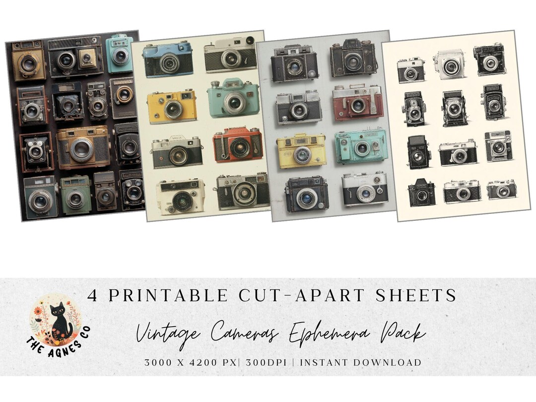 Vintage Camera Ephemera | Retro Photography Cut Apart Sheets | Antique ...