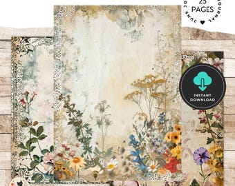 Vintage Ephemera Junk Journal Kit, 25 Pages of Vintage Ephemera, Printable Journal Papers, Tags & Frames, Cottagecore