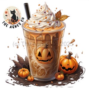 Spooky Coffee clipart, Spooky Halloween Clipart, Pumpkin latte png, Halloween clipart, Coffee png, Pumpkin png, Latte png, Halloween Coffee