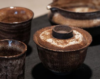 Handmade Tea Cup, Textured Ceramic Gongfu Teacup, Zen Pottery with Speckled Glaze, unique cups,Gift for Tea Lovers，gift for him